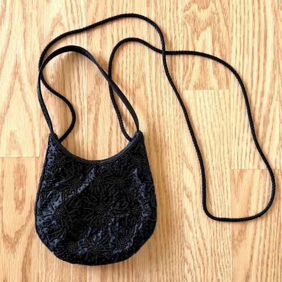Small Vintage Black Beaded Satin Purse Evening Bag Item 17806 RN 15099 Pre 2006 - Picture 3 of 11